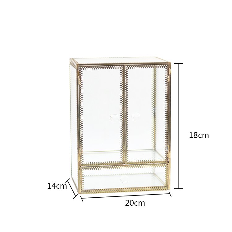 Wholesale Gold Clear Makeup Storage Vintage Glass Makeup Organizer
