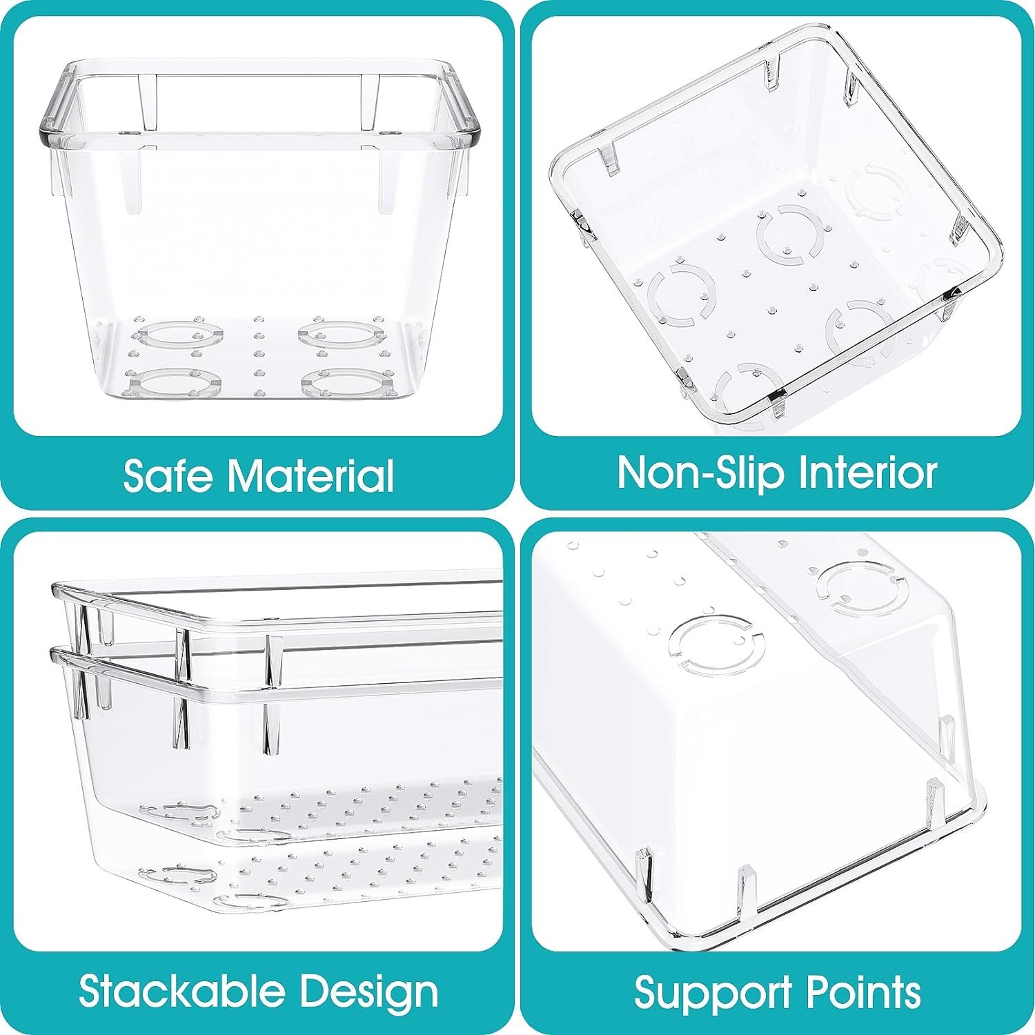 23 PCS Clear Plastic Drawer Organizers Set 4 Size Desk Drawer Organizer Trays for Makeup Jewelry Kitchen Utensils