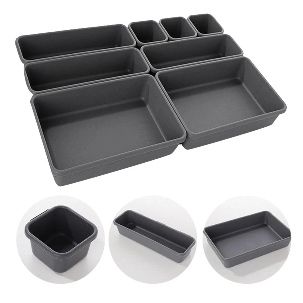 8pcs Drawer Organizers Household Dustproof Desk Storage Box Women Makeup Organizer For Kitchen Bathroom Accessories W24-581