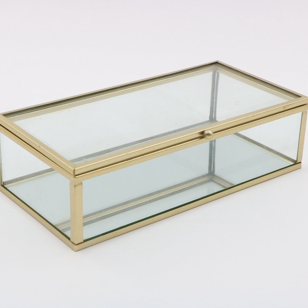 LOW MOQ Glass Jewelry storage cosmetic box new design organizer makeup storage