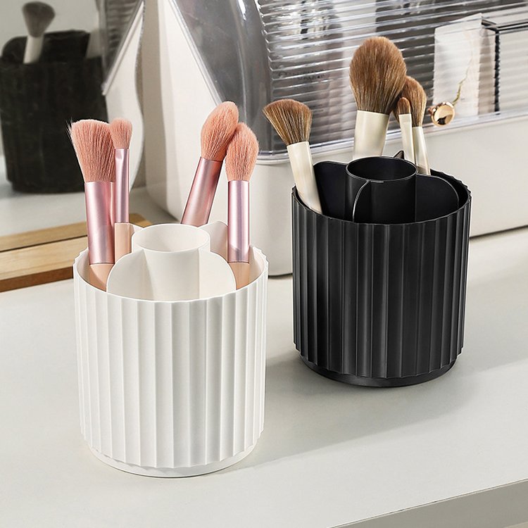 Rotating Dust-Proof 5-Compartment Storage Rack Makeup Brush Storage Organizer For Lipstick