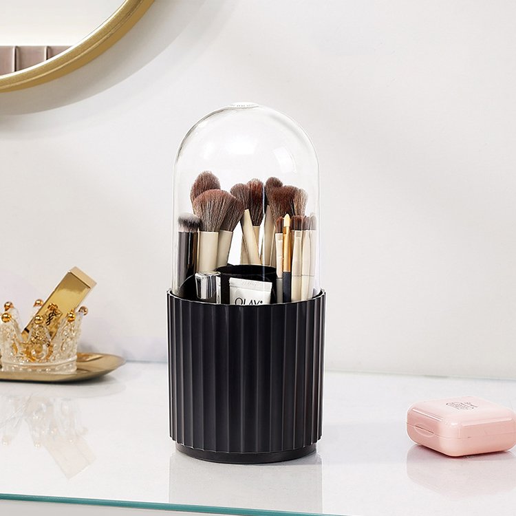 Rotating Dust-Proof 5-Compartment Storage Rack Makeup Brush Storage Organizer For Lipstick
