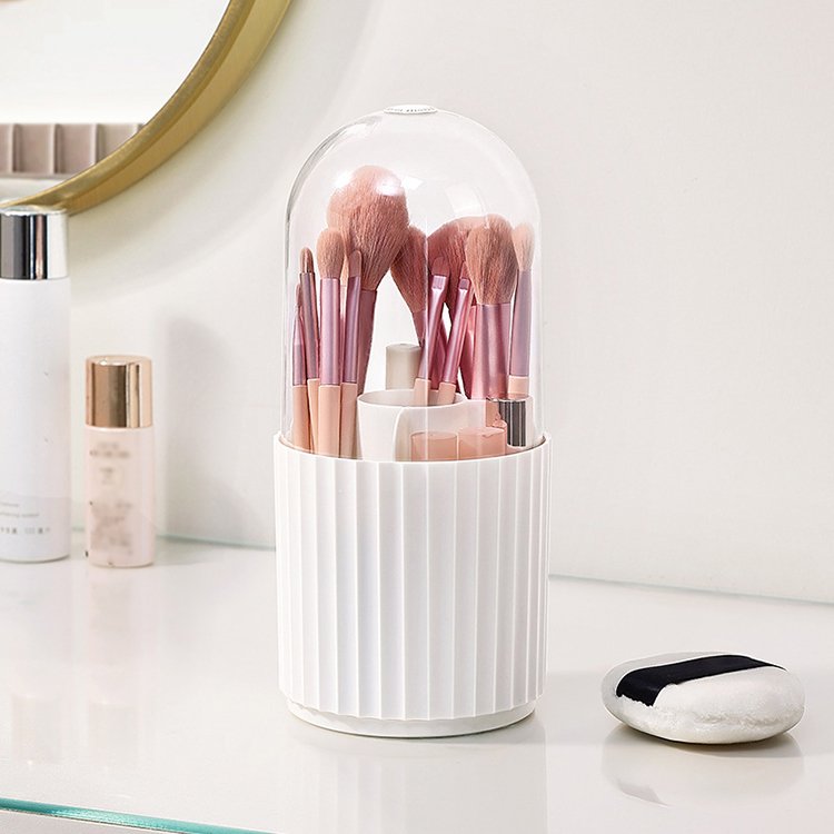 Rotating Dust-Proof 5-Compartment Storage Rack Makeup Brush Storage Organizer For Lipstick