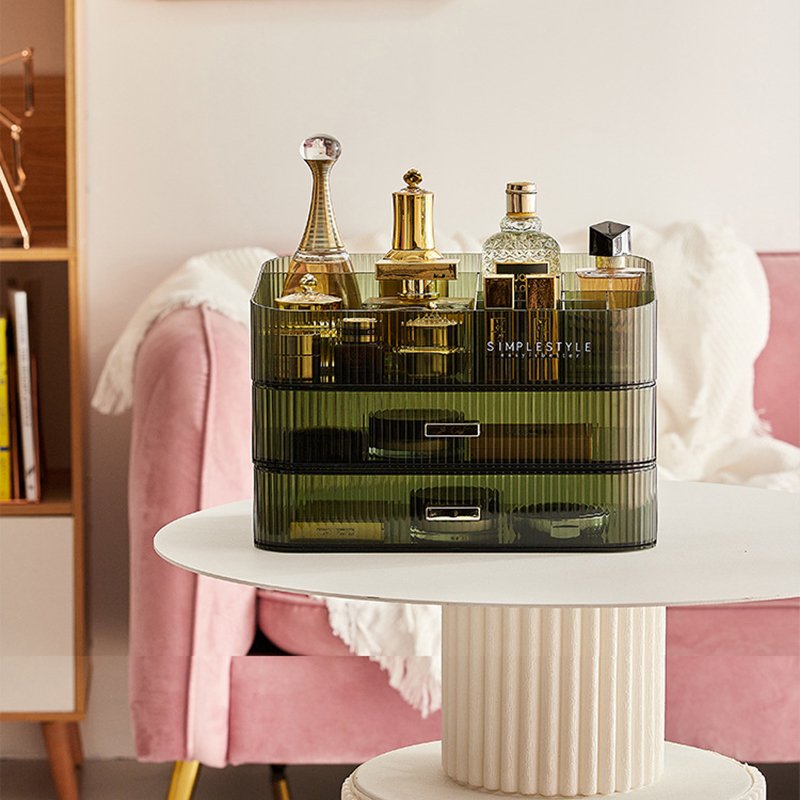 Sesame Transparent PET Light Luxury Style Desktop Drawer Organizer Makeup Storage Box Multi-layer Cosmetic Box