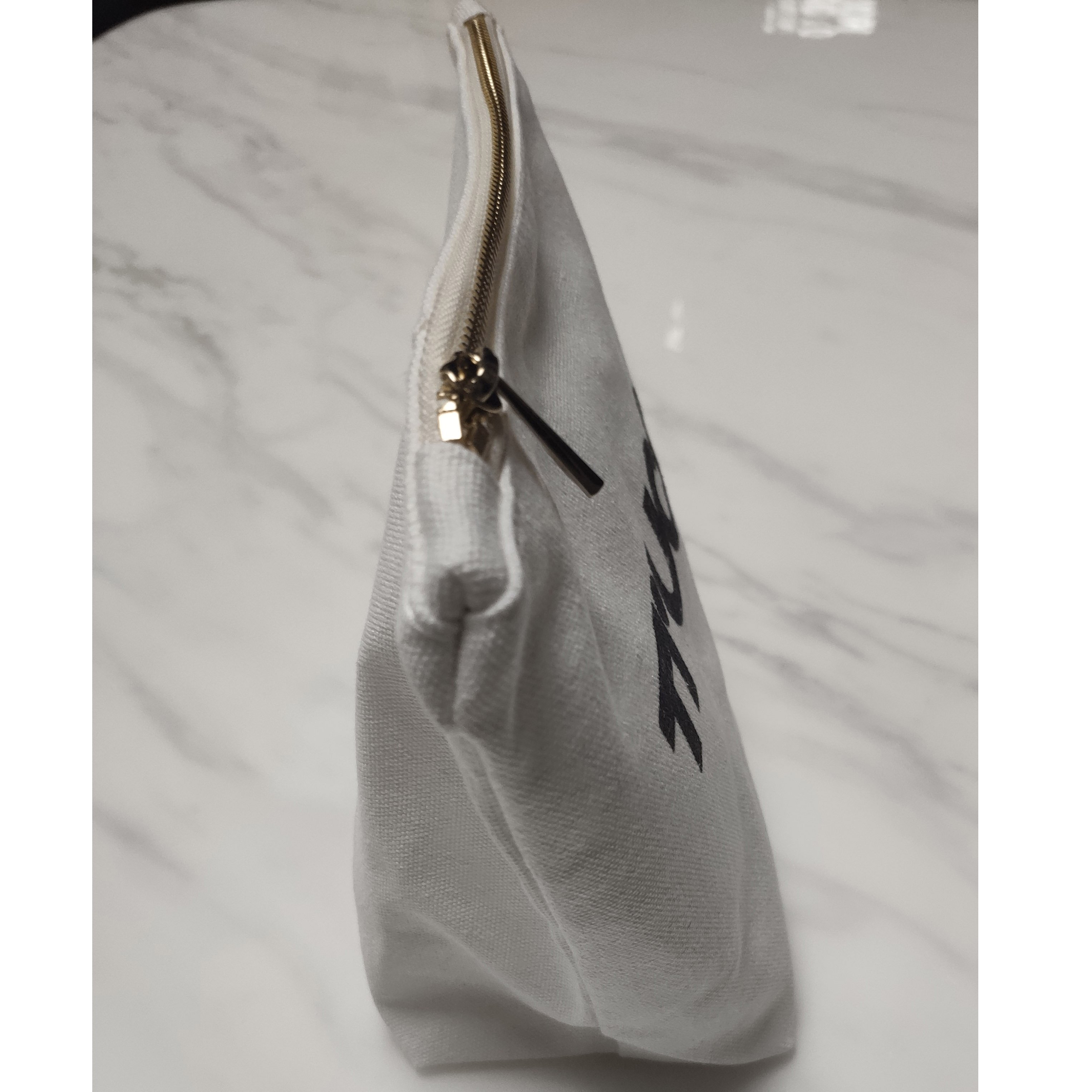 Thick White Toiletry Storage Cotton Canvas Wash Bag Custom Logo Printing Thread Zipper Bag Zipper Pouch Customized Fashion 3pcs