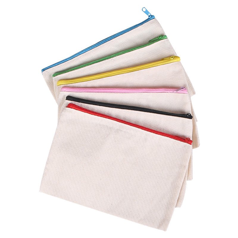Thick White Toiletry Storage Cotton Canvas Wash Bag Custom Logo Printing Thread Zipper Bag Zipper Pouch Customized Fashion 3pcs