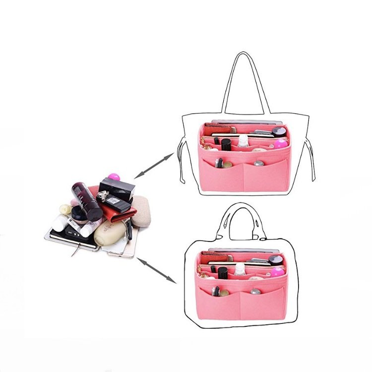 Hot Selling Handbag & Tote Shape Bag organizer Felt Purse Organizer Insert With Zipper