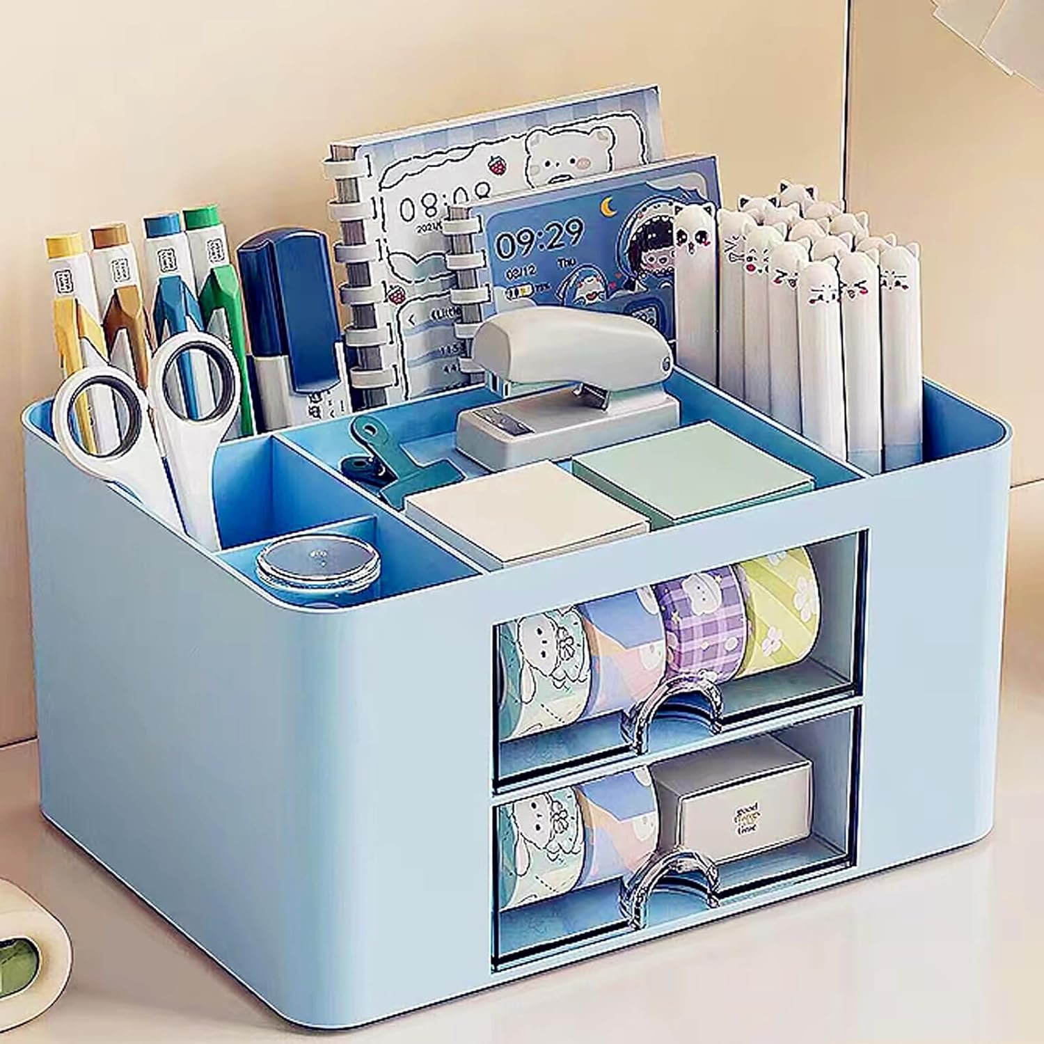 Saving Space Desktop Cosmetic Brush Storage Case With Drawer Makeup Item Pens Desk Organize Box Plastic Holder Organizers