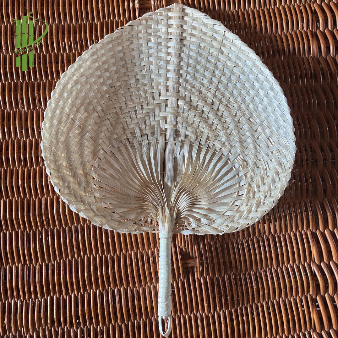 Colorful braided palm leaf fans Hand crafted bamboo fan 100% Handmade from Vietnam