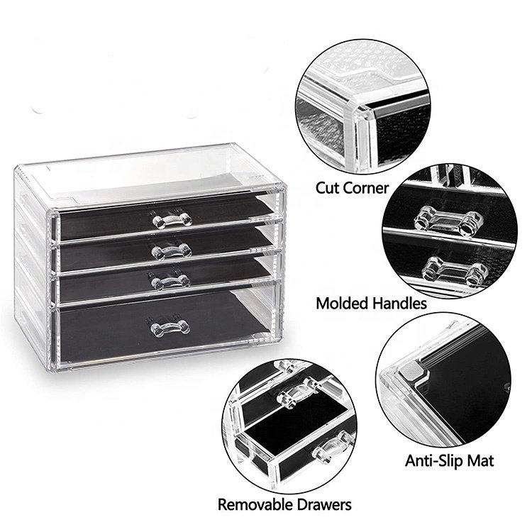 Drawer Acrylic Jewelry and Makeup Organizer Clear Cosmetic Organizer Vanity Storage Display Box