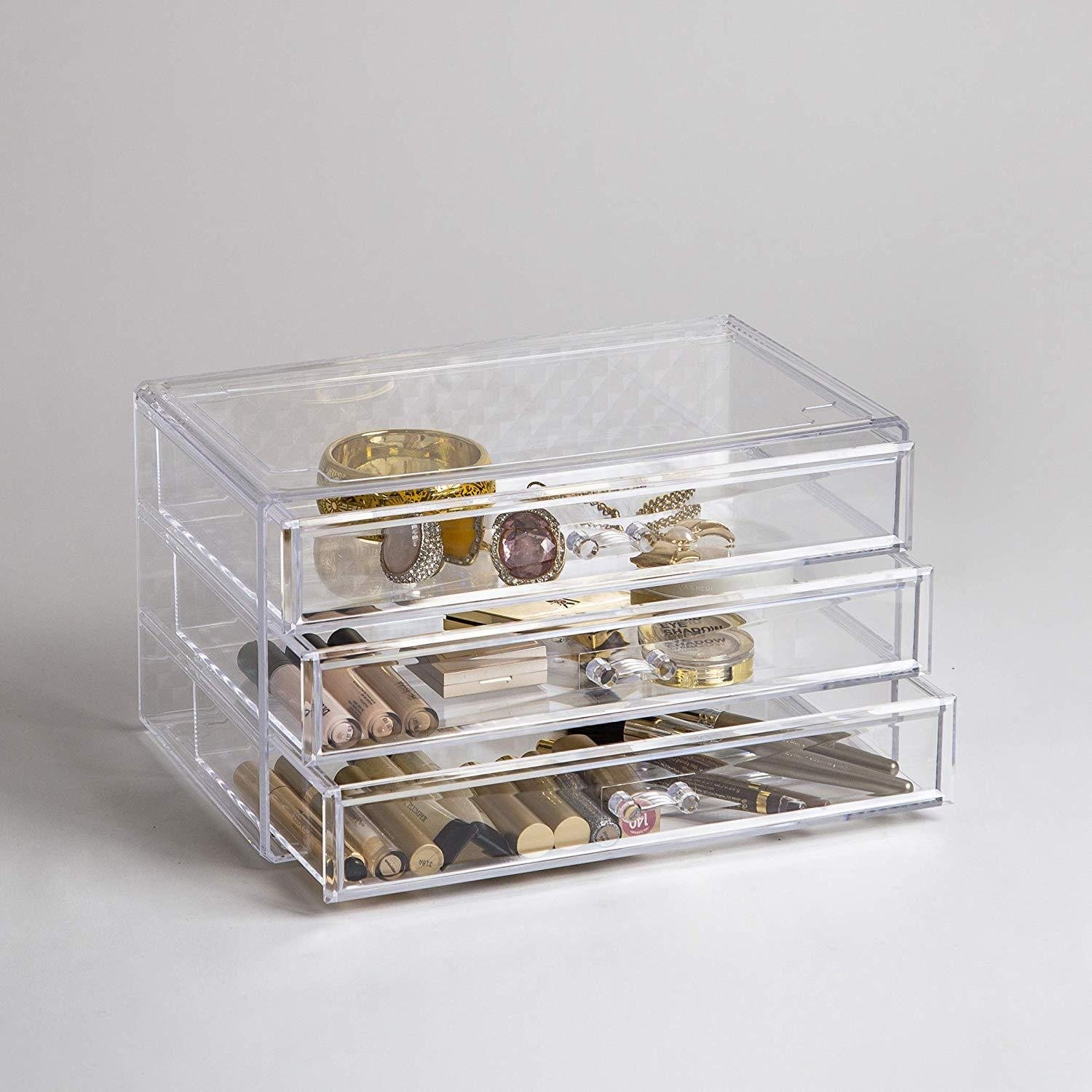 Drawer Acrylic Jewelry and Makeup Organizer Clear Cosmetic Organizer Vanity Storage Display Box
