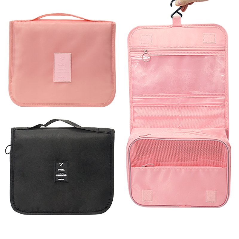 Hanging Toiletry Bag - Large Cosmetic Makeup Travel Organizer for Men Women with Sturdy Hook & Brush Box Case