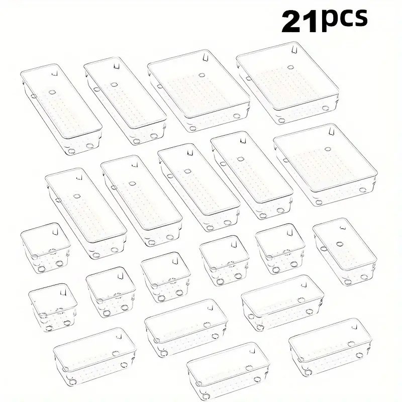 Clear Acrylic Desk Drawer Divider Storage Organizer Tray Set Transparent Storage Boxes Makeup Jewelry Kitchen storage box