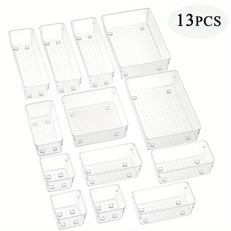 Clear Acrylic Desk Drawer Divider Storage Organizer Tray Set Transparent Storage Boxes Makeup Jewelry Kitchen storage box