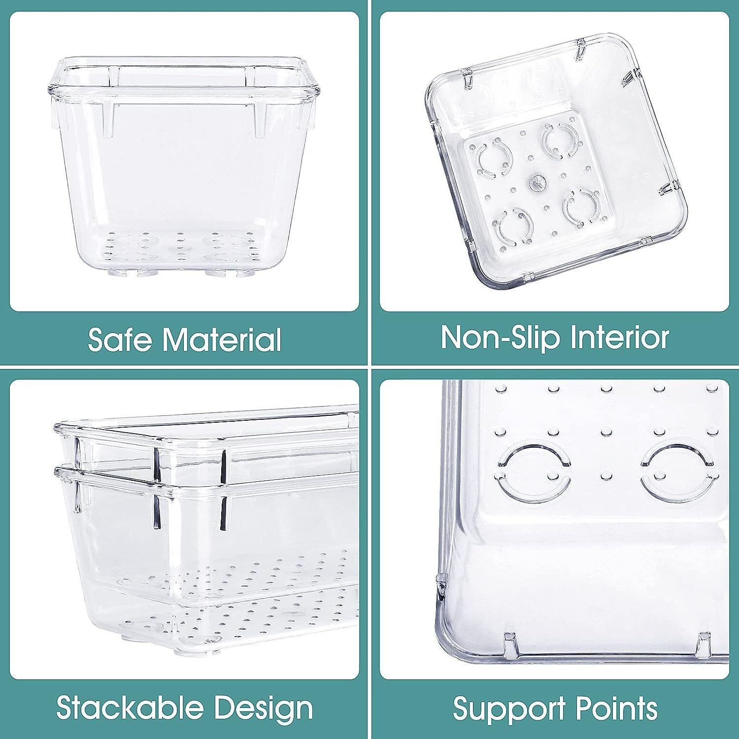 Clear Acrylic Desk Drawer Divider Storage Organizer Tray Set Transparent Storage Boxes Makeup Jewelry Kitchen storage box