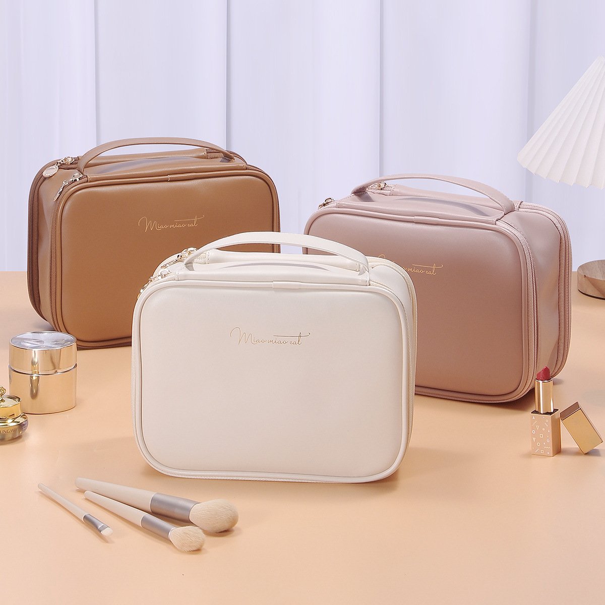 Factory Oem Makeup Case Pu Leather Men Toiletry Bag Organizer Black Makeup Bag With Logo Custom Pu Man Zipper Cosmetic Bag