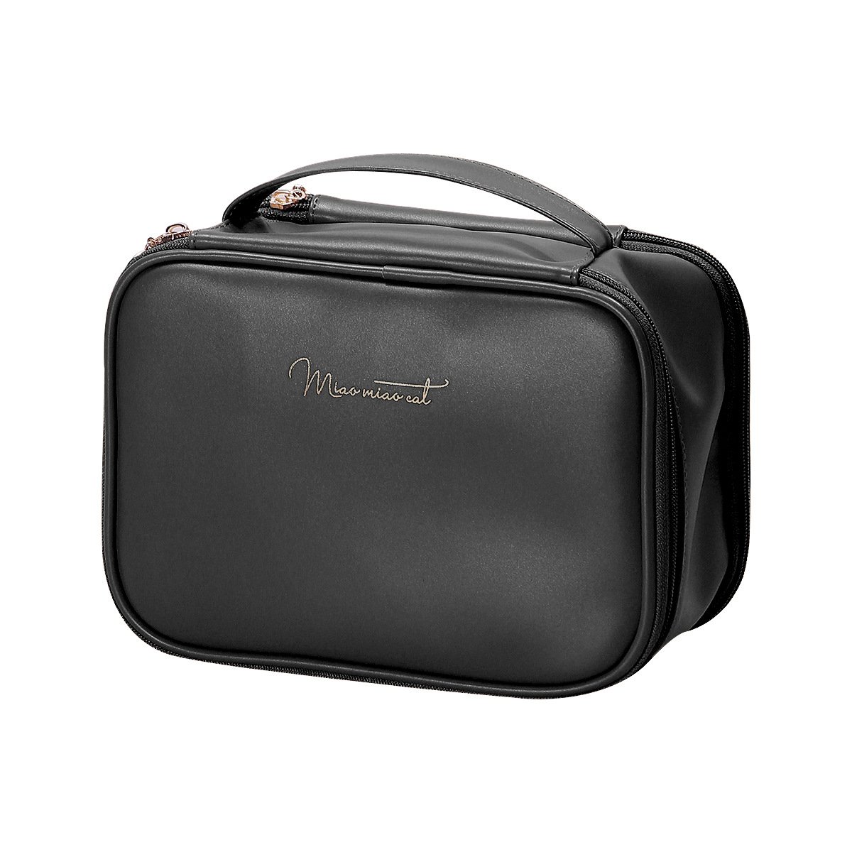 Factory Oem Makeup Case Pu Leather Men Toiletry Bag Organizer Black Makeup Bag With Logo Custom Pu Man Zipper Cosmetic Bag