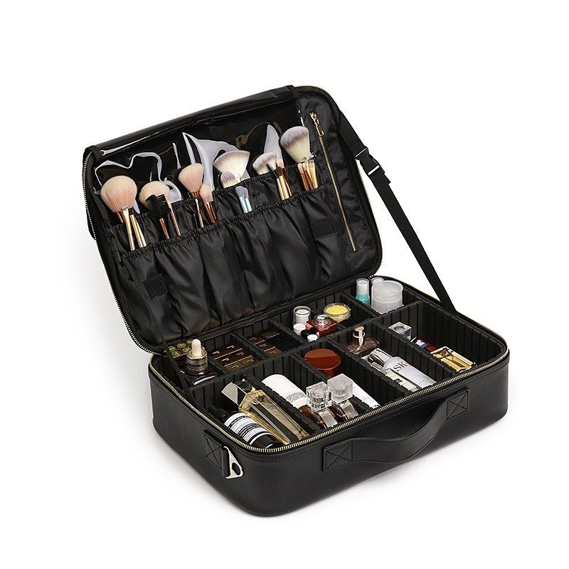 Factory Price Adjustable Dividers Makeup Cosmetic Beauty Case Oxford Makeup Bag Organizer Accessories Case