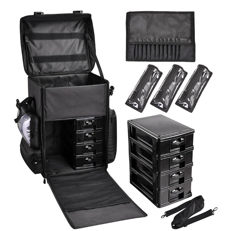 China Supplier 2in1 Soft Sided Rolling Makeup Case Trolley Make Up Case