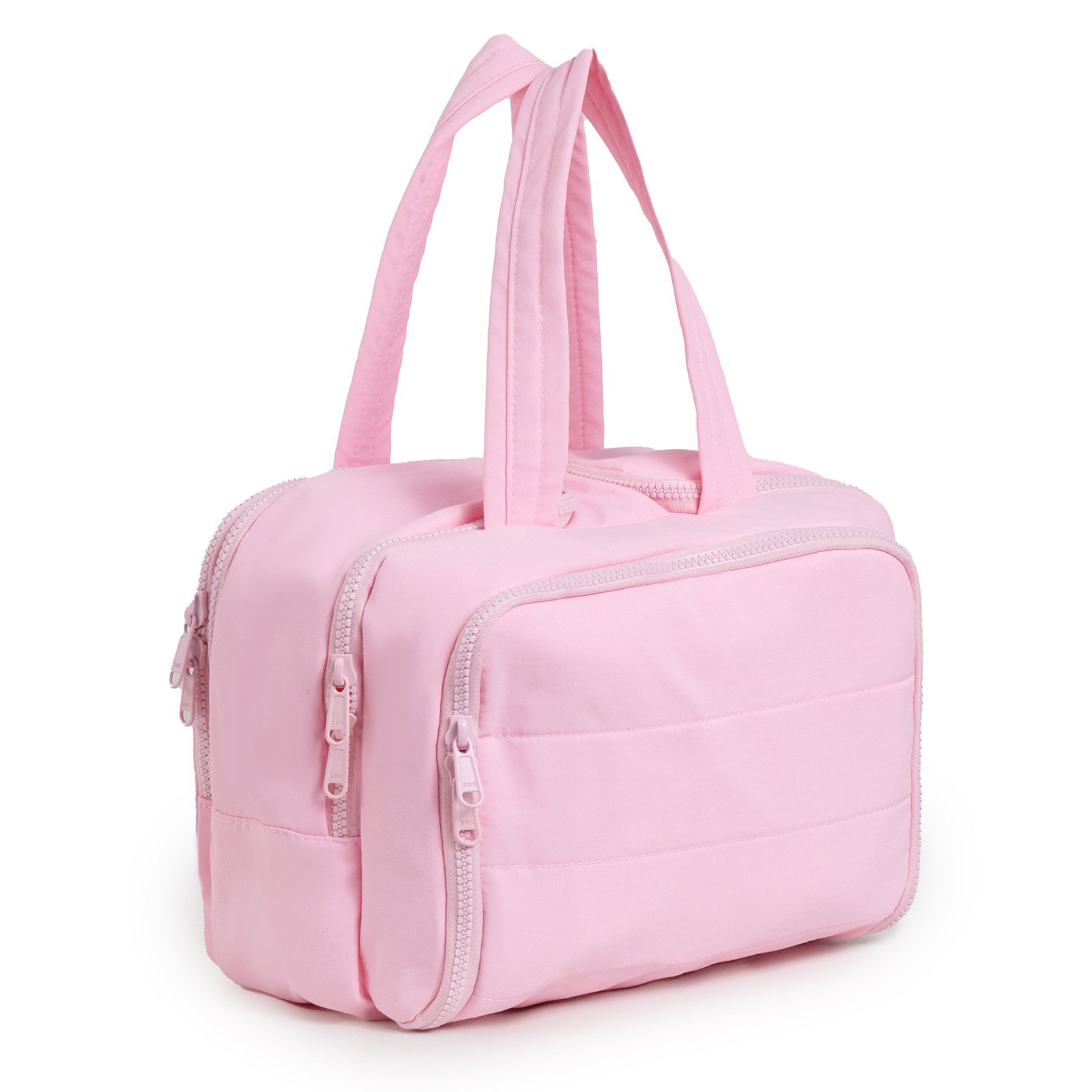 Travel Makeup Bag Water-Resistant Portable Cosmetic Pouch Flat Open Organizer for Toiletries and Brushes