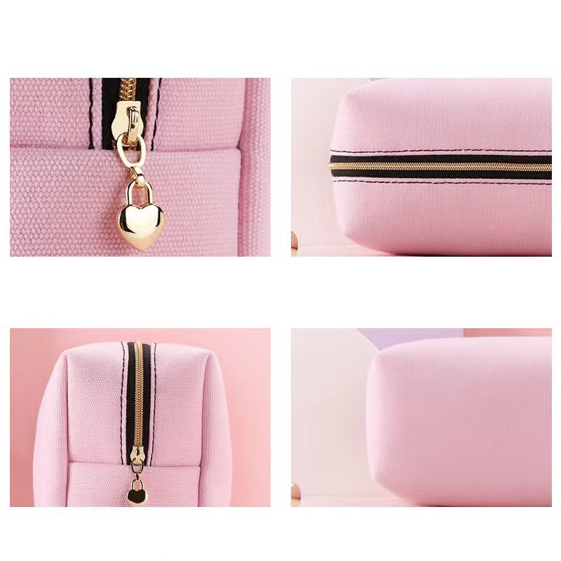 Custom Cotton Heavy Duty Multi-Purpose Canvas Alloy Zipper Cosmetics Makeup Travel Organizing Pouch Bag