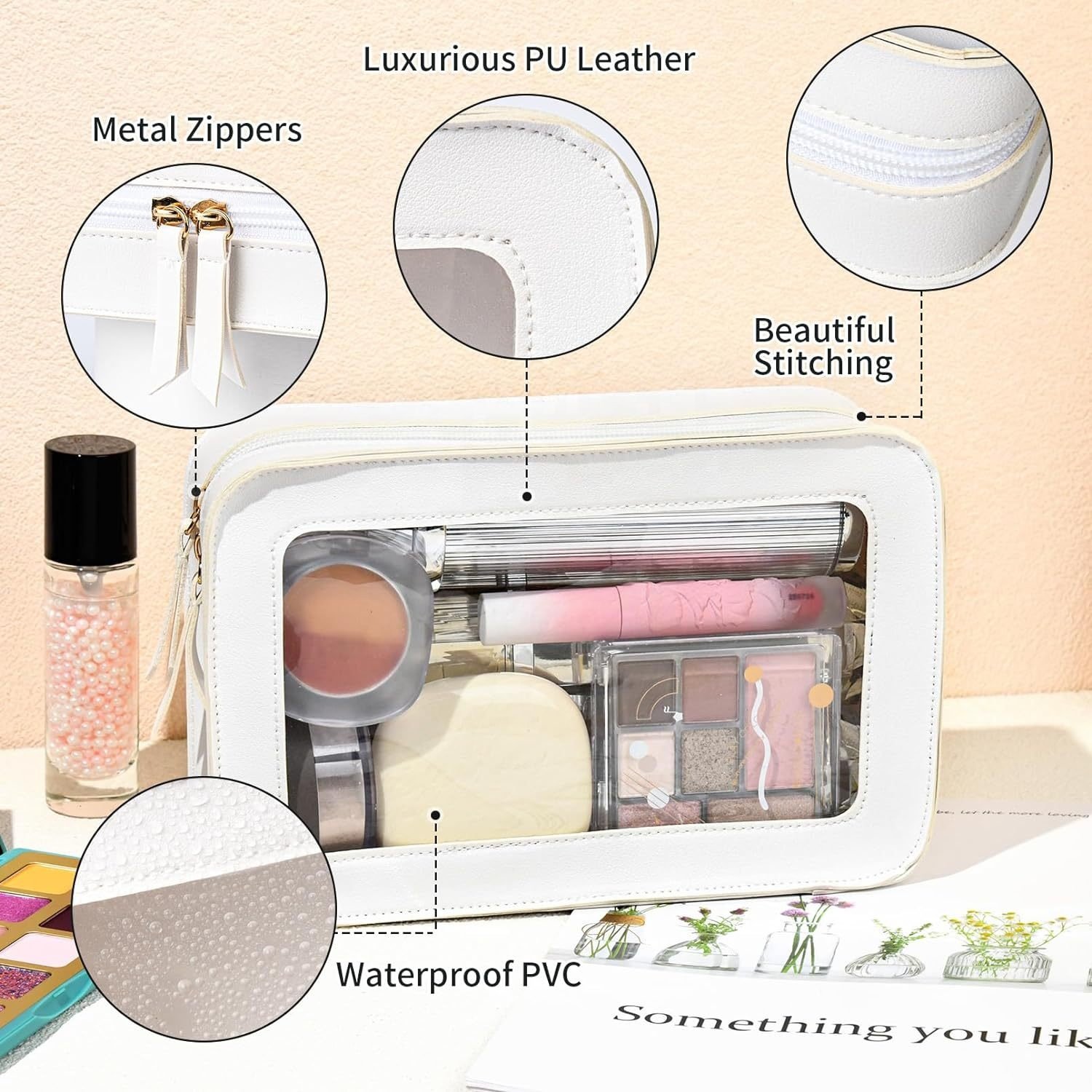 Wholesale Big Capacity Travel Toiletry Bag Zipper makeup organizers Made with PU Clear PVC Waterproof Storage case Cosmetic Bag