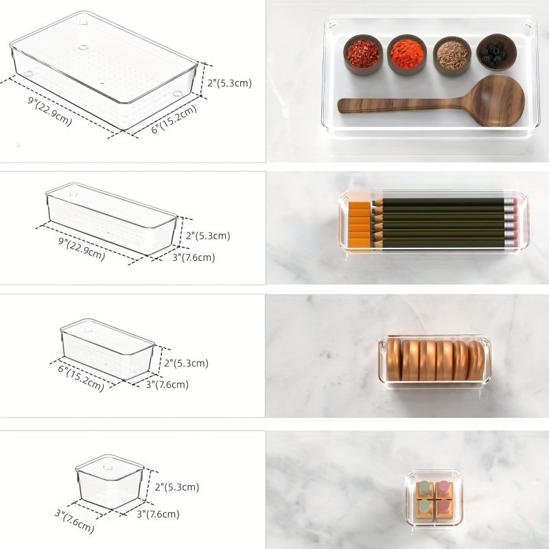 25pcs Clear Drawer Organizers Set Multifunctional utensil Storage Box Storage Dividers For Makeup/Jewelries/Bedroom/Office