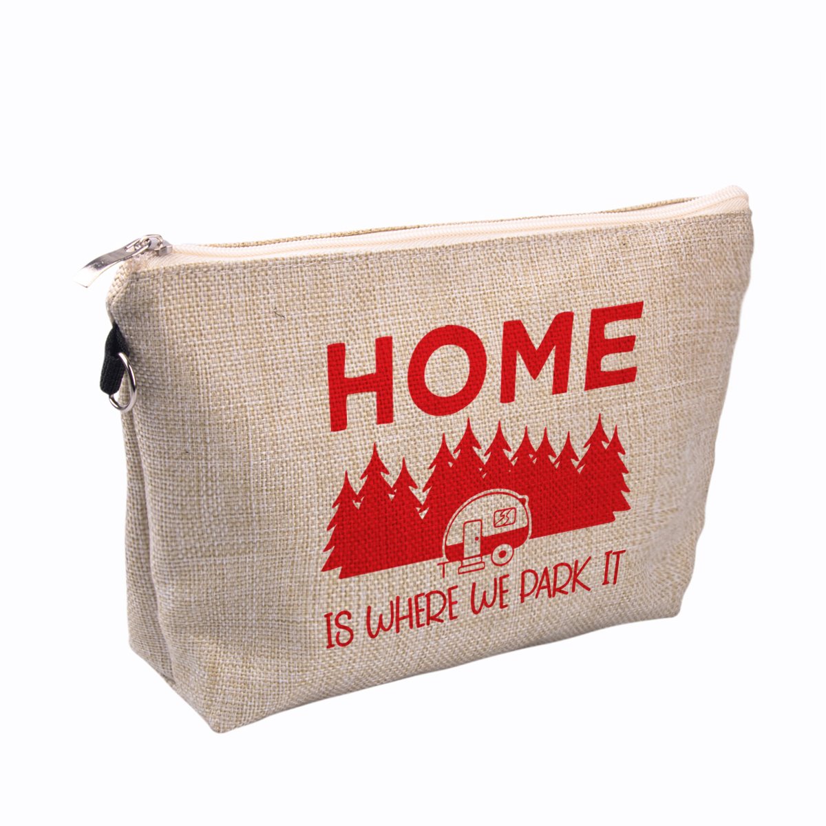 Makeup Bag Printing Reusable Cosmetics Brush Organizer Pouch for Travel Souvenir Gift Heavy Duty Linen with Zipper Full Color