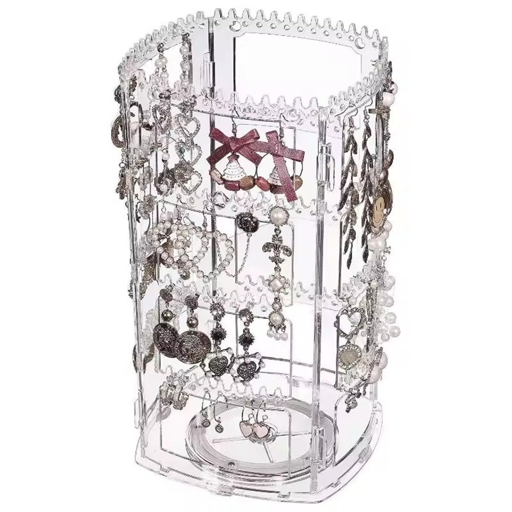 Large Capacity 360 Degree Rotating Cosmetic Storage Box 5 Layers Adjustable Shelf Height Makeup Organizer