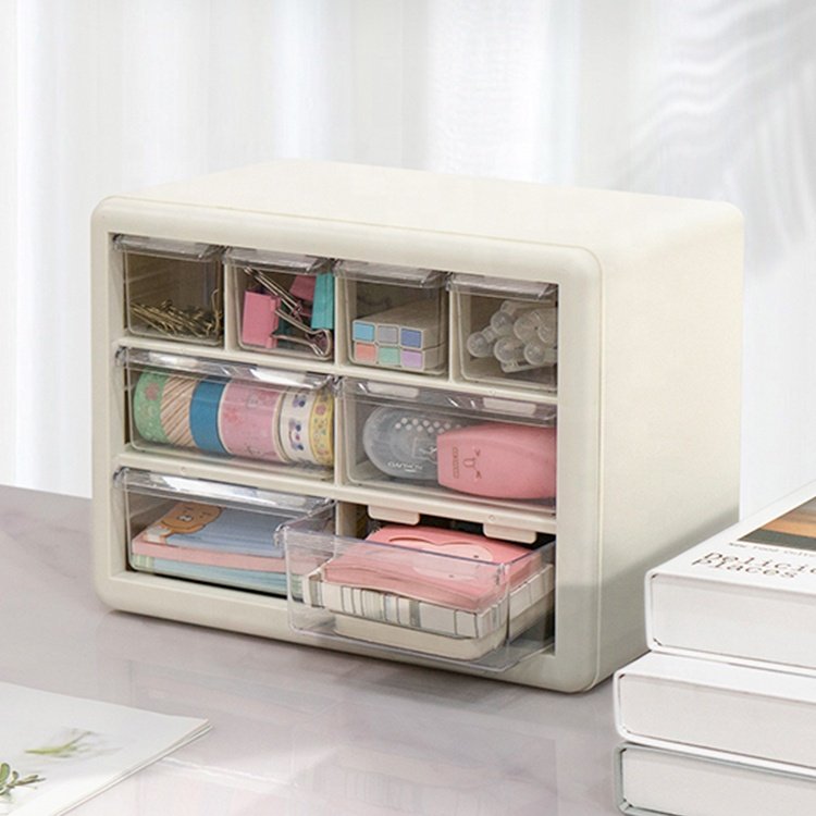 Office and Home Multifunction 8 Grids Jewelry Makeup Desktop Stackable Organizers Drawer Plastic Storage Box