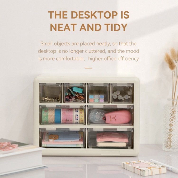 Office and Home Multifunction 8 Grids Jewelry Makeup Desktop Stackable Organizers Drawer Plastic Storage Box