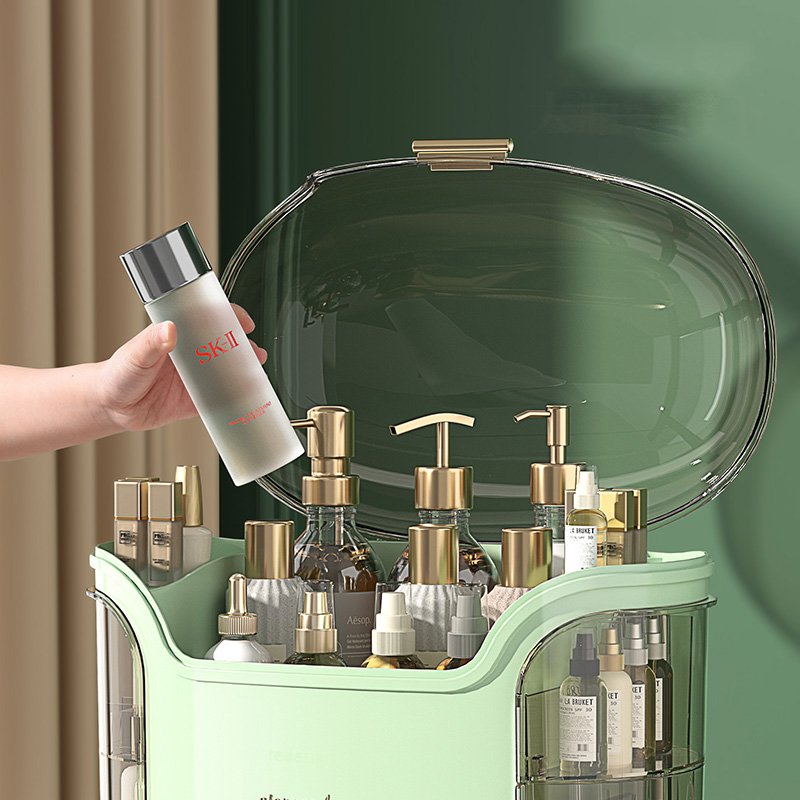 2024 2 Drawer Makeup Organizer For Bathroom Vanity Countertop Large Dustproof Skincare Cosmetic Storage Box