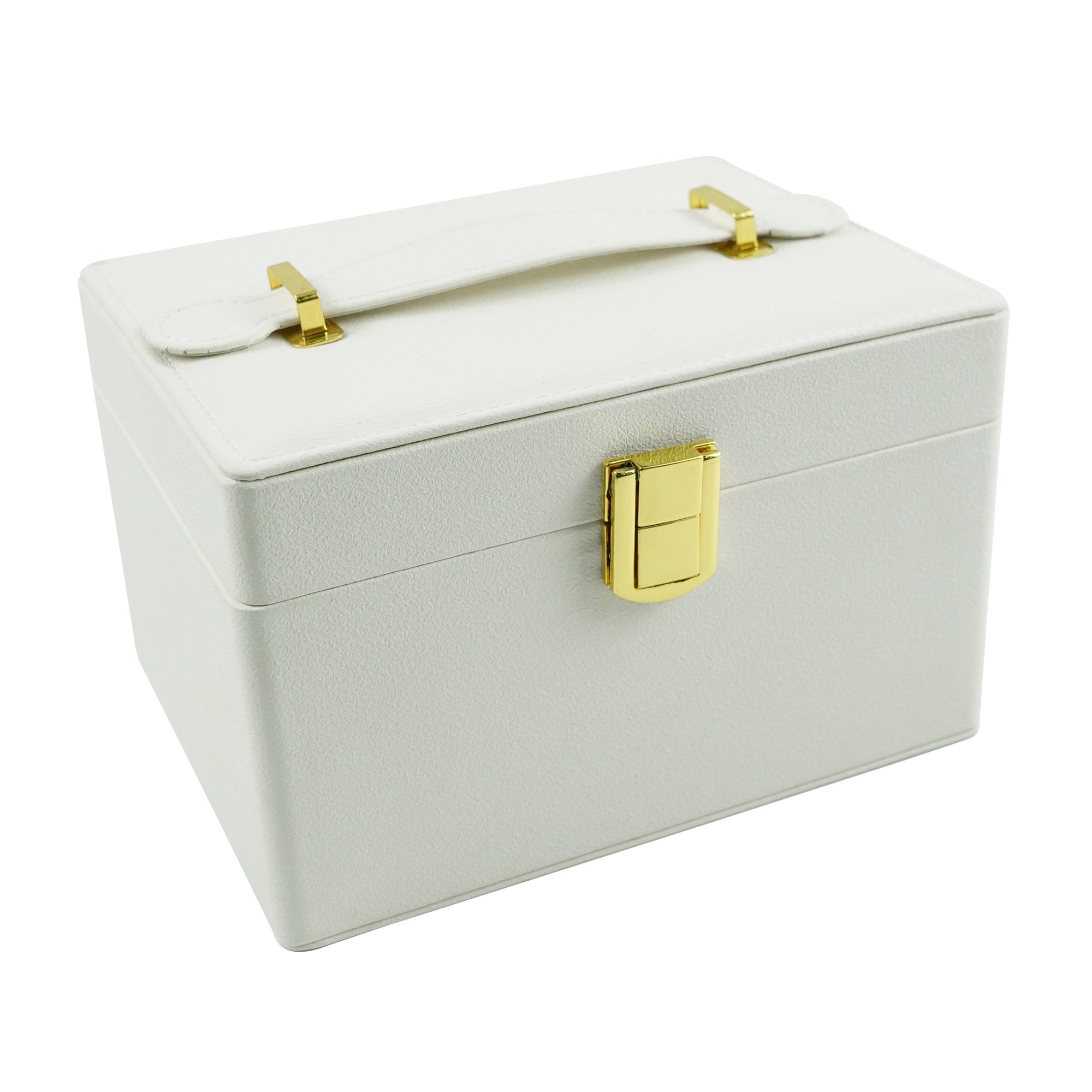 Factory directly sale white colors travel box in stock PU leather luxury cosmetic jewelry storage make up makeup organizer