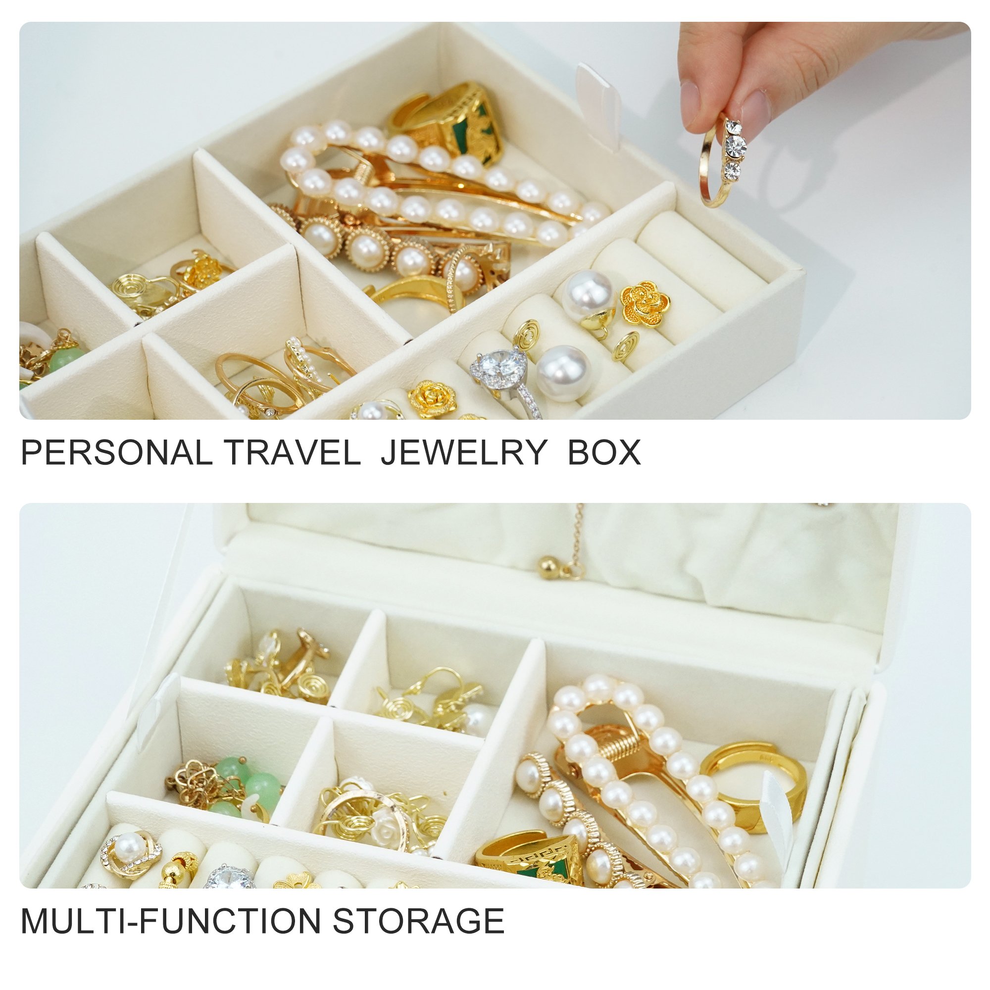 Factory directly sale white colors travel box in stock PU leather luxury cosmetic jewelry storage make up makeup organizer