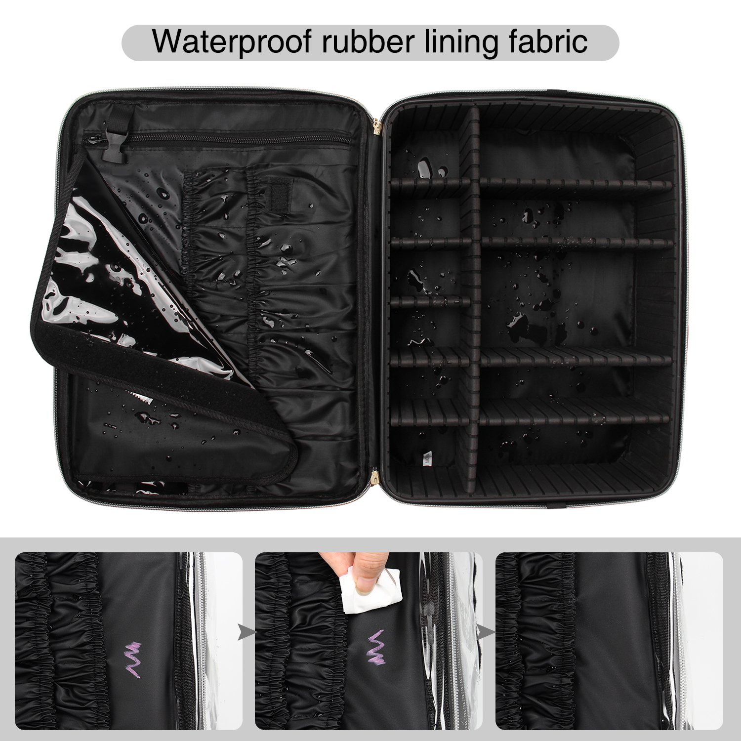 Relavel Professional Makeup Artist Holder Cosmetic Bags and Cases Organizer Makeup Travel Case with Adjustable Dividers