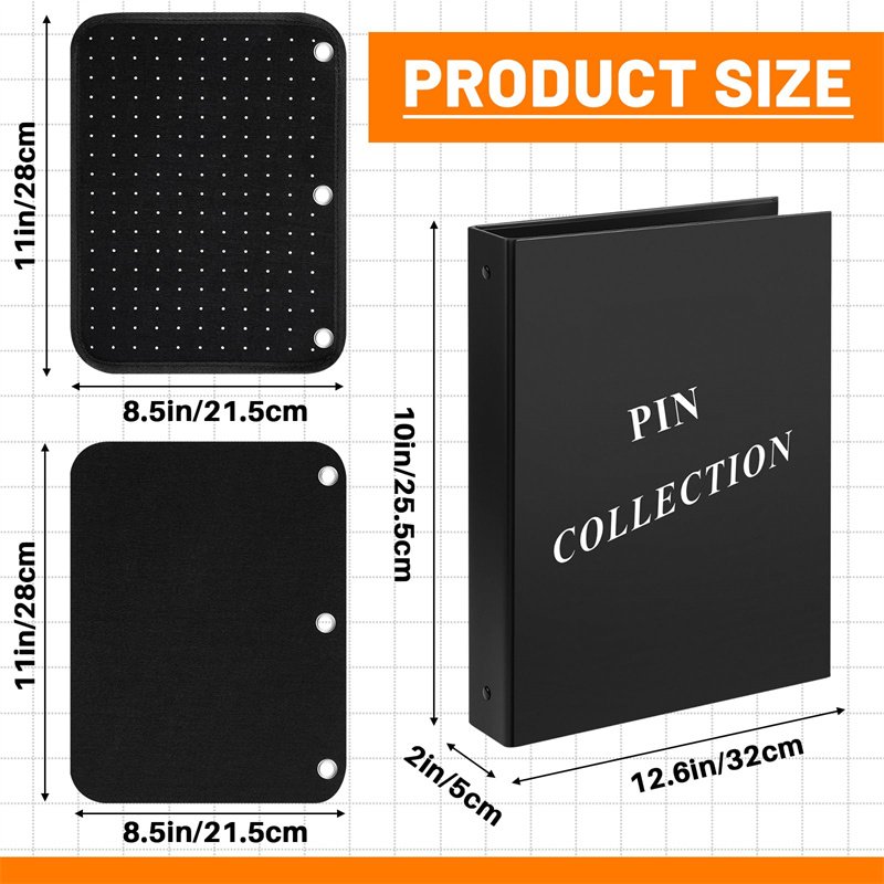 Enamel Pin Display Binder 3 Ring Pin Display Book Storage Organizer Pins Buttons and Lapel Collection Storage Organizing