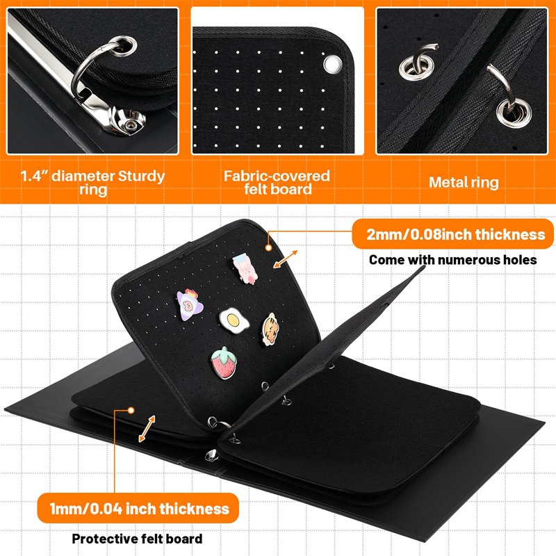 Enamel Pin Display Binder 3 Ring Pin Display Book Storage Organizer Pins Buttons and Lapel Collection Storage Organizing