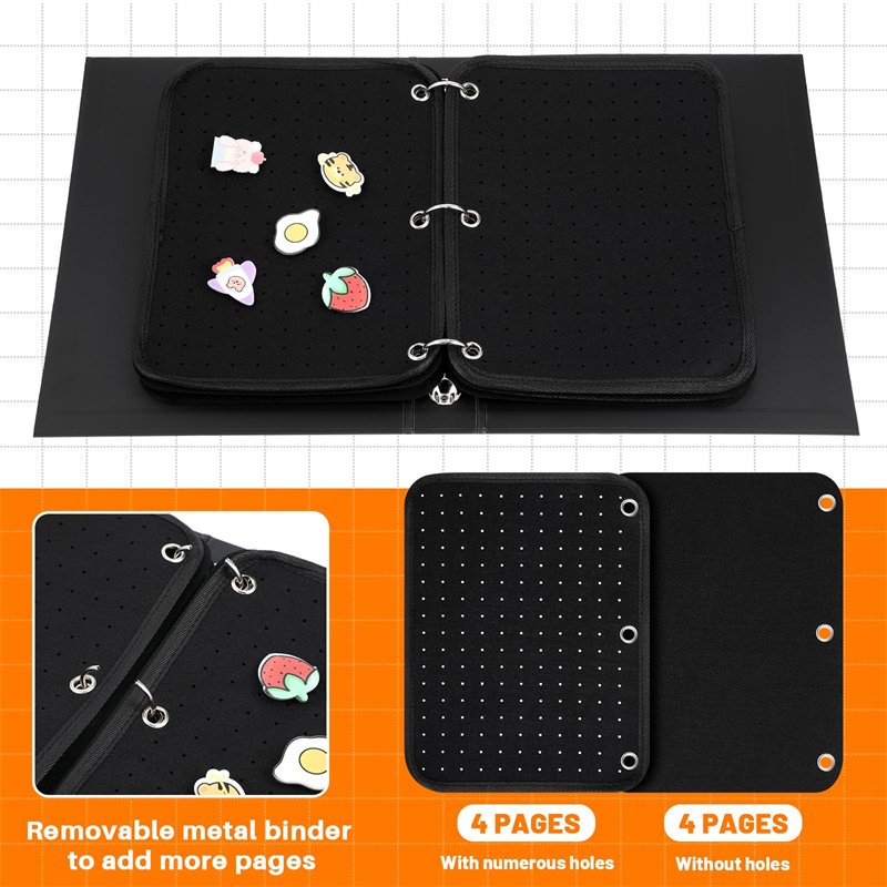 Enamel Pin Display Binder 3 Ring Pin Display Book Storage Organizer Pins Buttons and Lapel Collection Storage Organizing