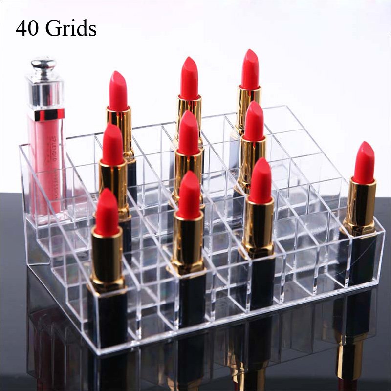 Clear Plastic 36/40 slot Makeup organizer Lipstick Storage box Cosmetic Storage Lip Gloss Organizer Holder Lipstick Display rack