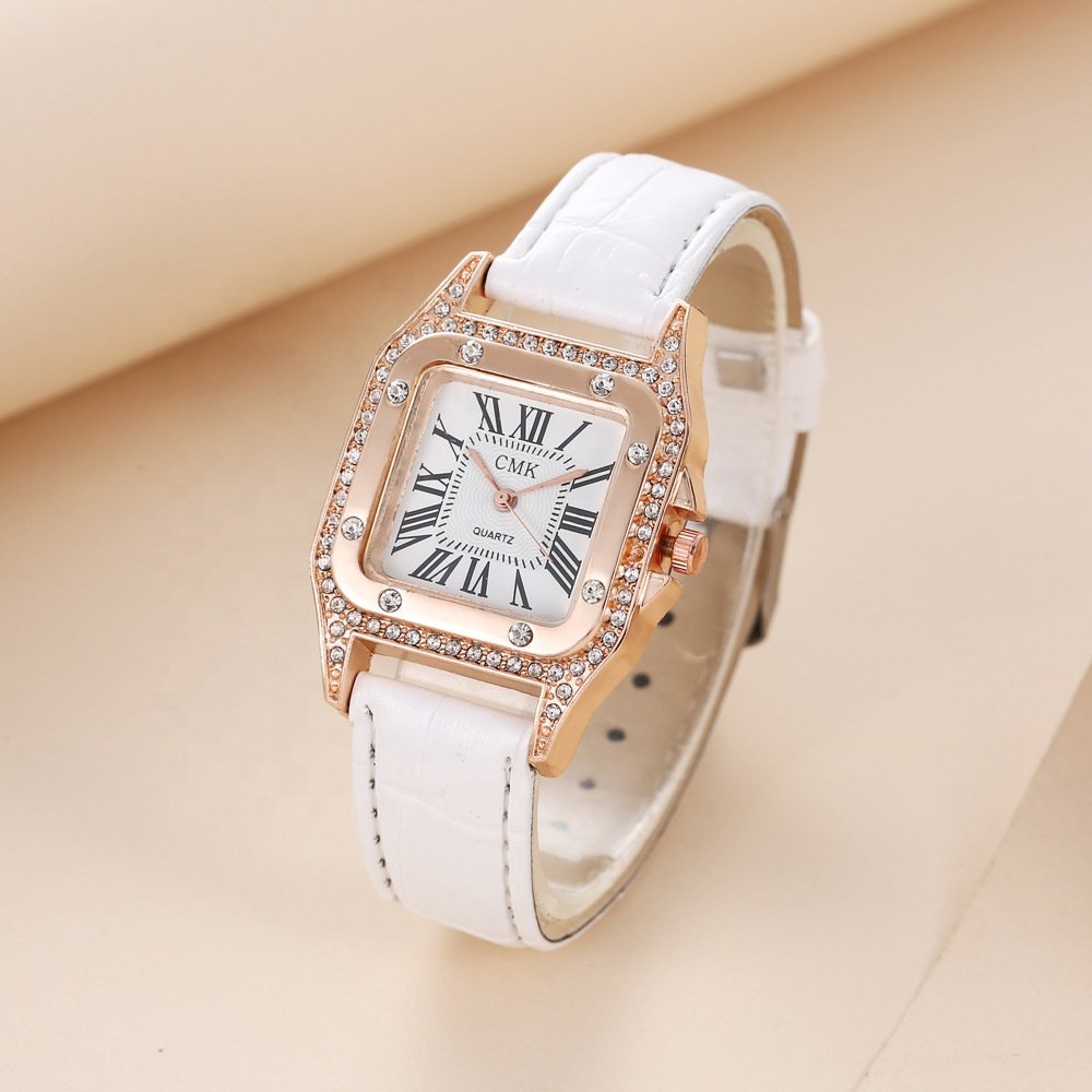 Ladies Watch Gift Set Makeup Mirror Pink Hair Clip Wallet Quartz Watch Pink Set birthday and wedding gift set