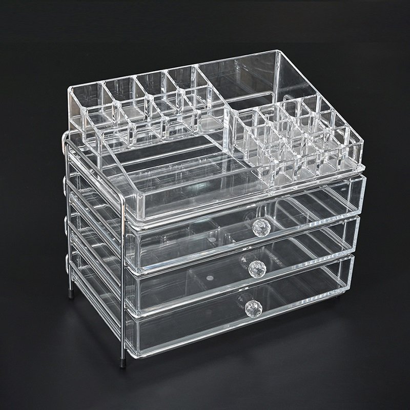 Original Manufacturer Custom Dust Proof Plastic Makeup Organizer Transparent Cosmetic Storage Box with Drawer