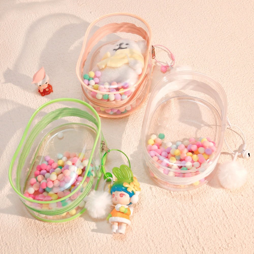 Customize Transparent PVC Bag Keychain Display Bag Mystery Blind Box Case Organizers Random Doll Pouch storage for Girls