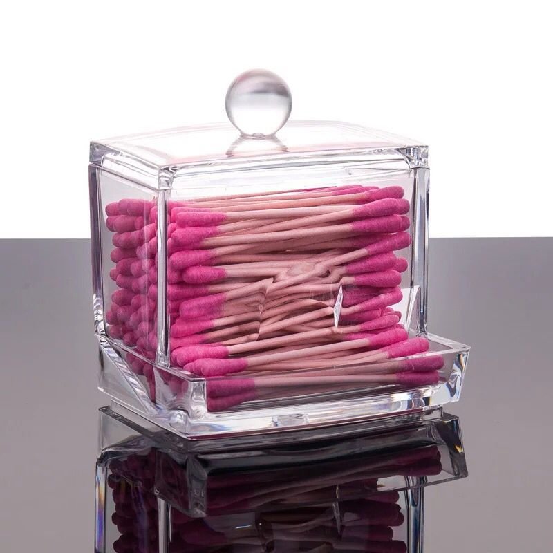 High Quality Clear Acrylic Storage Holder Box Cotton Swab Stick Box Cosmetic Makeup Organizer Case Ear Clean Tools Boxes