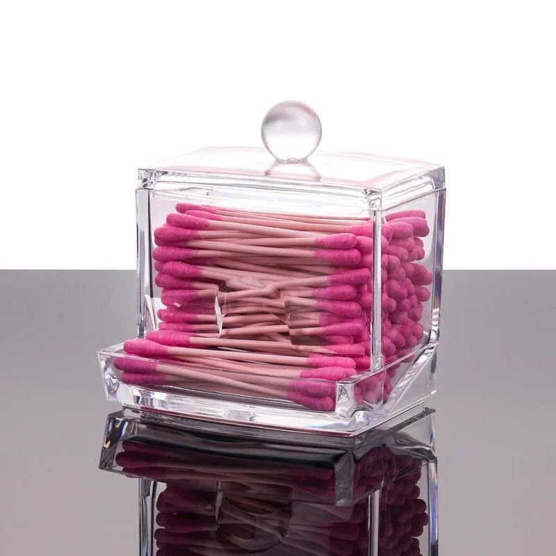 High Quality Clear Acrylic Storage Holder Box Cotton Swab Stick Box Cosmetic Makeup Organizer Case Ear Clean Tools Boxes
