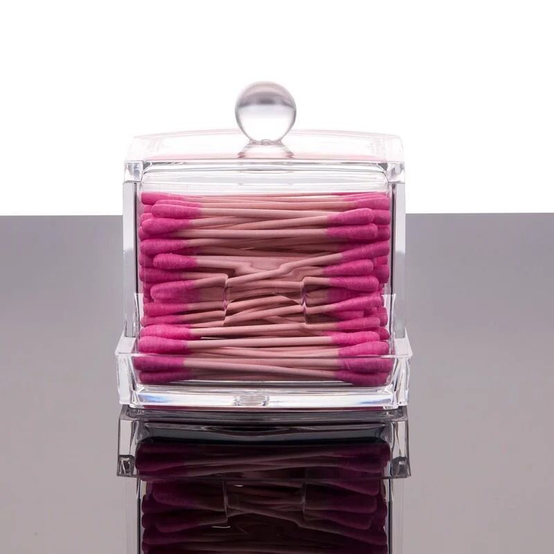 High Quality Clear Acrylic Storage Holder Box Cotton Swab Stick Box Cosmetic Makeup Organizer Case Ear Clean Tools Boxes