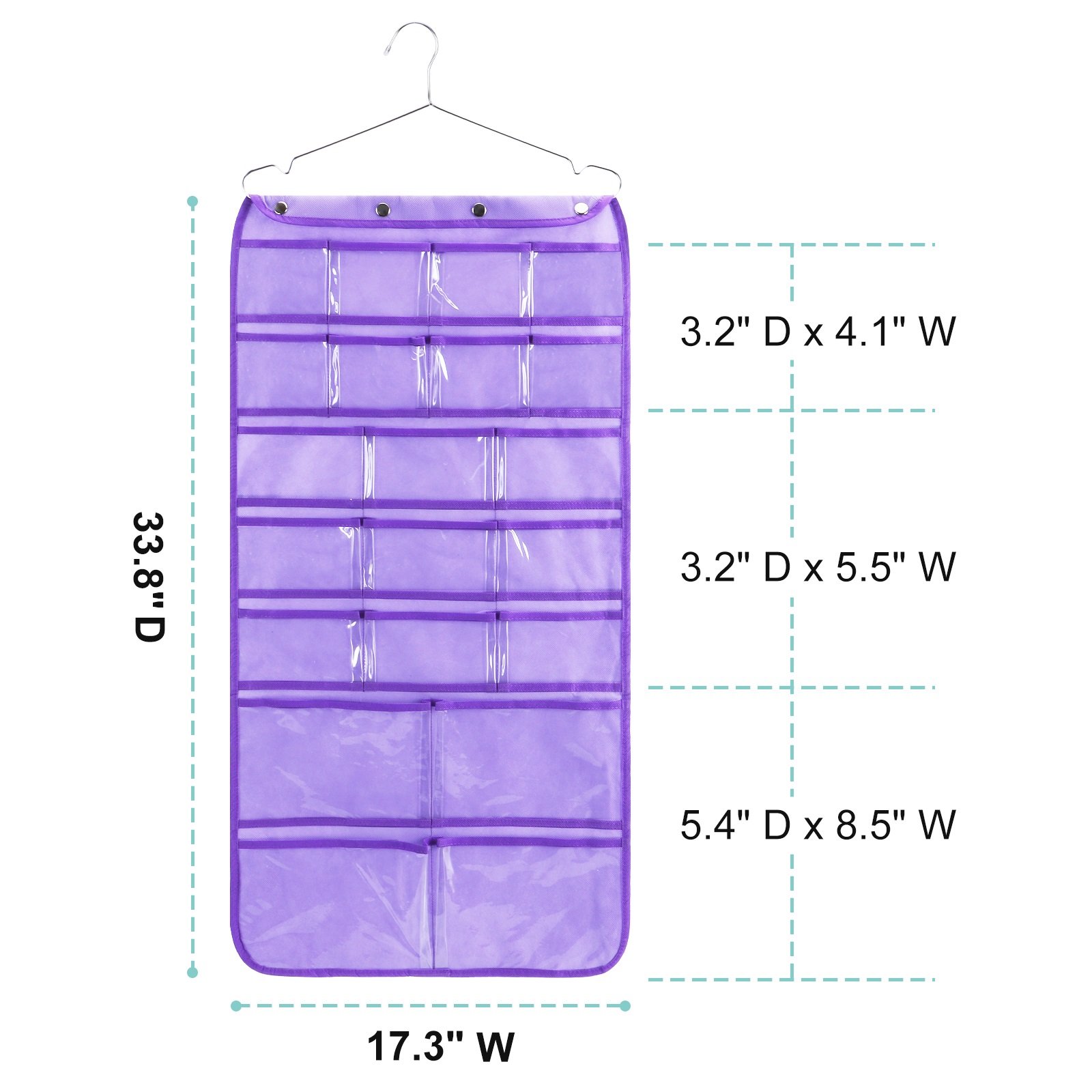 42 Clear Pockets Closet Organizers for Bows Socks Underwear Dual Sided Hanging Organizer for Jewelry Makeup Storage