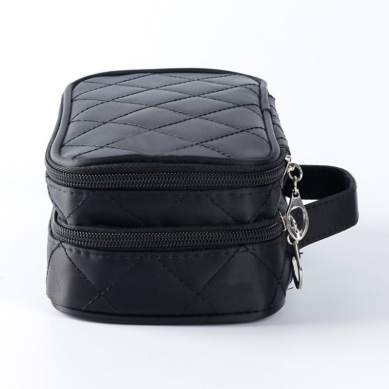 Double Layers Zipper Cosmetic Bag Makeup Bag Trousse Maquillage with a Mirror
