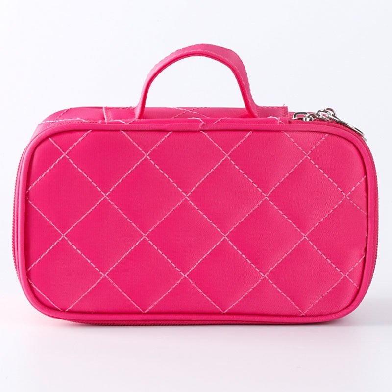Double Layers Zipper Cosmetic Bag Makeup Bag Trousse Maquillage with a Mirror