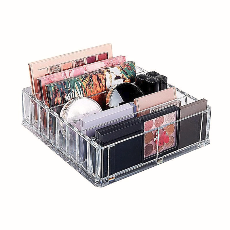 Transparent acrylic 8-cell space removable cosmetic storage box for household use