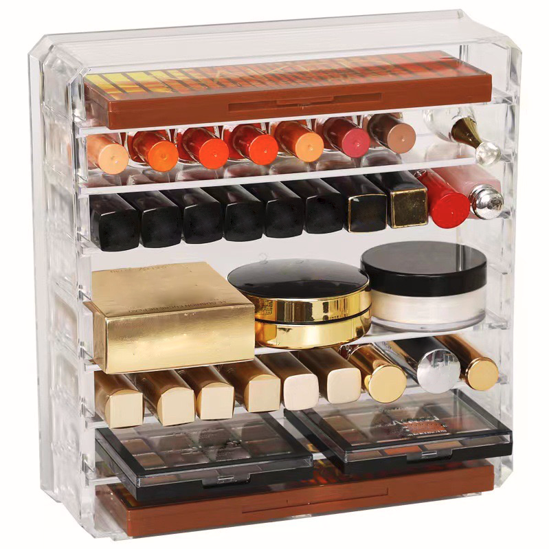Transparent acrylic 8-cell space removable cosmetic storage box for household use